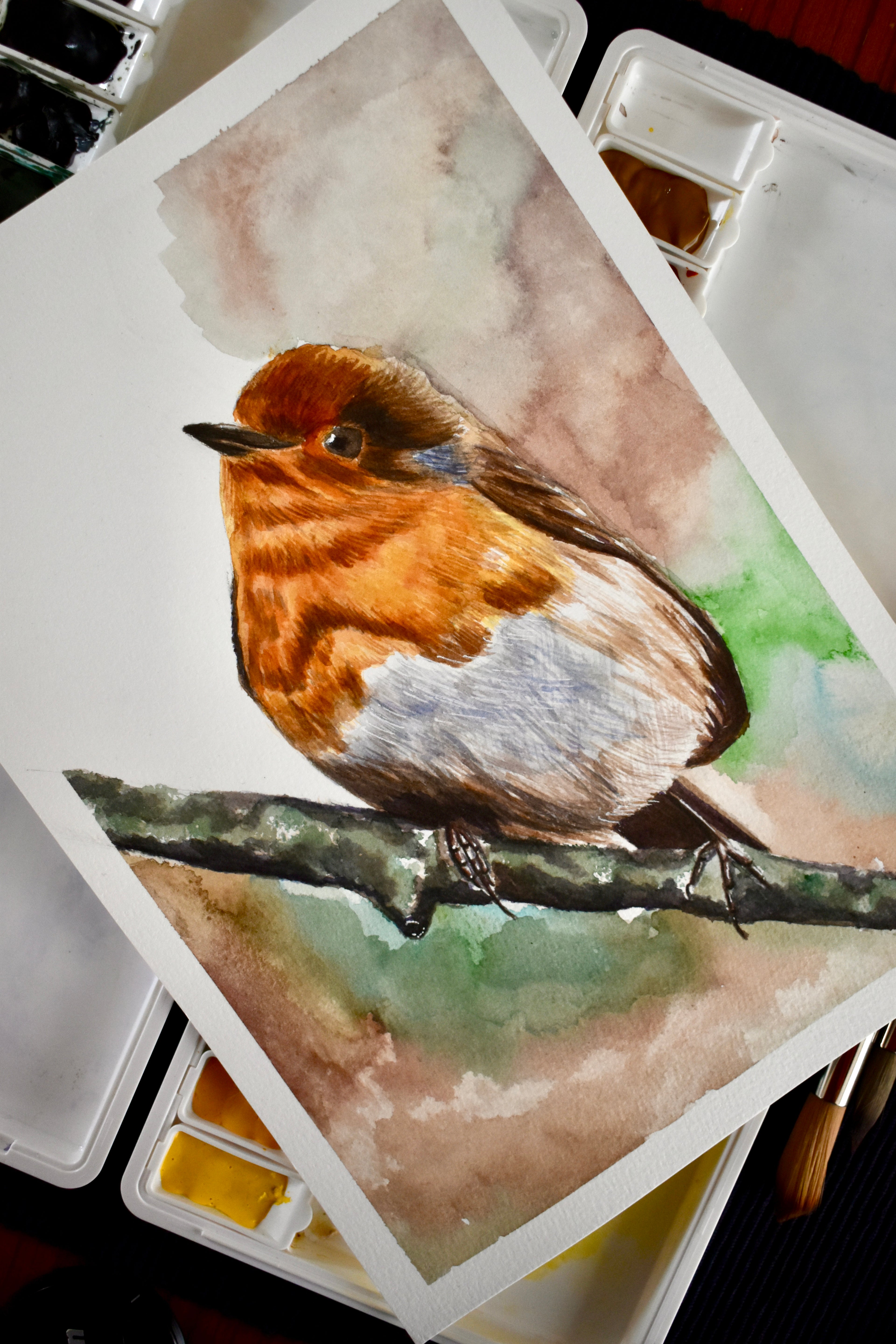 the hearth robin: watercolor art print