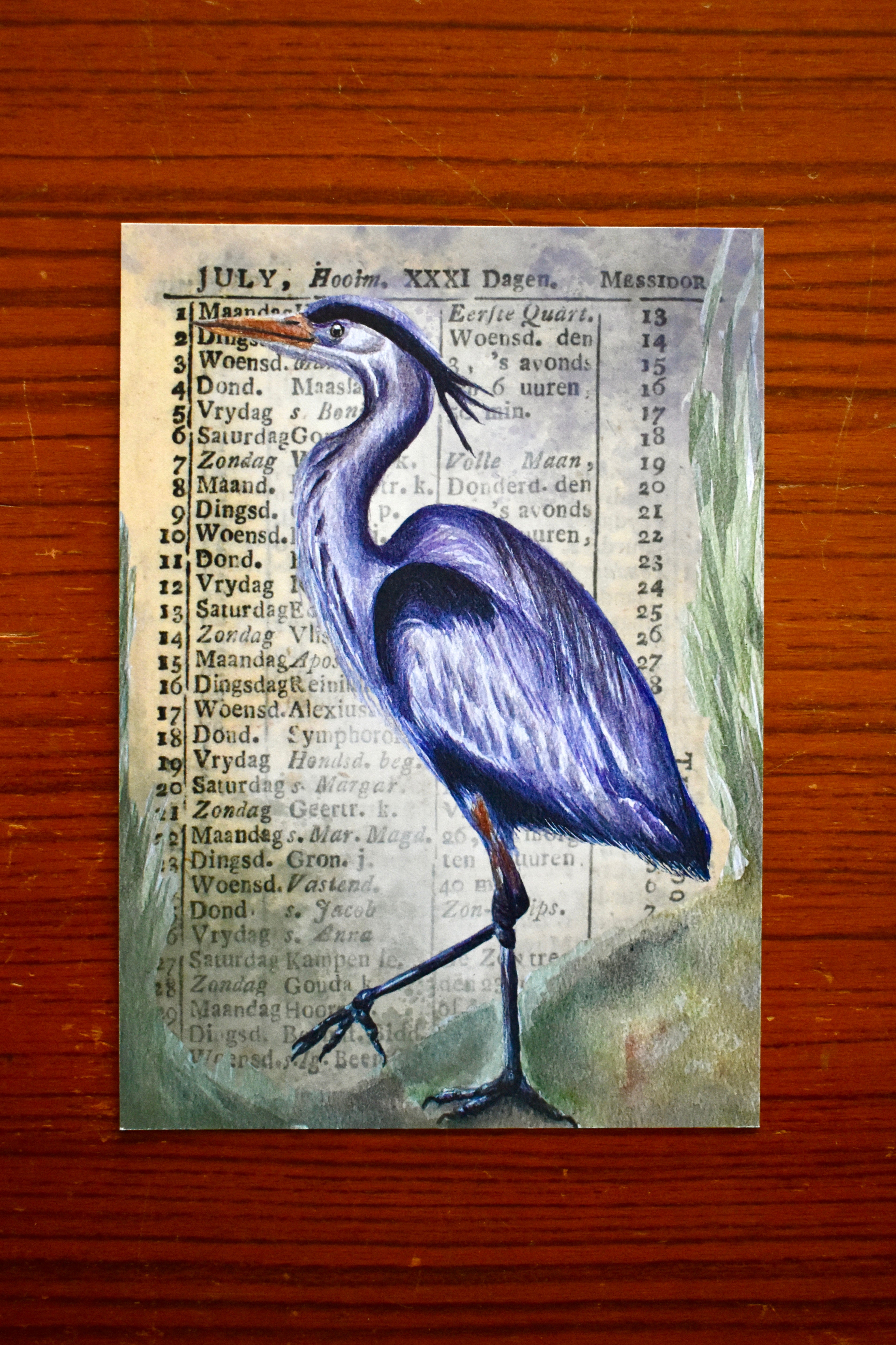 the great heron: watercolor art print