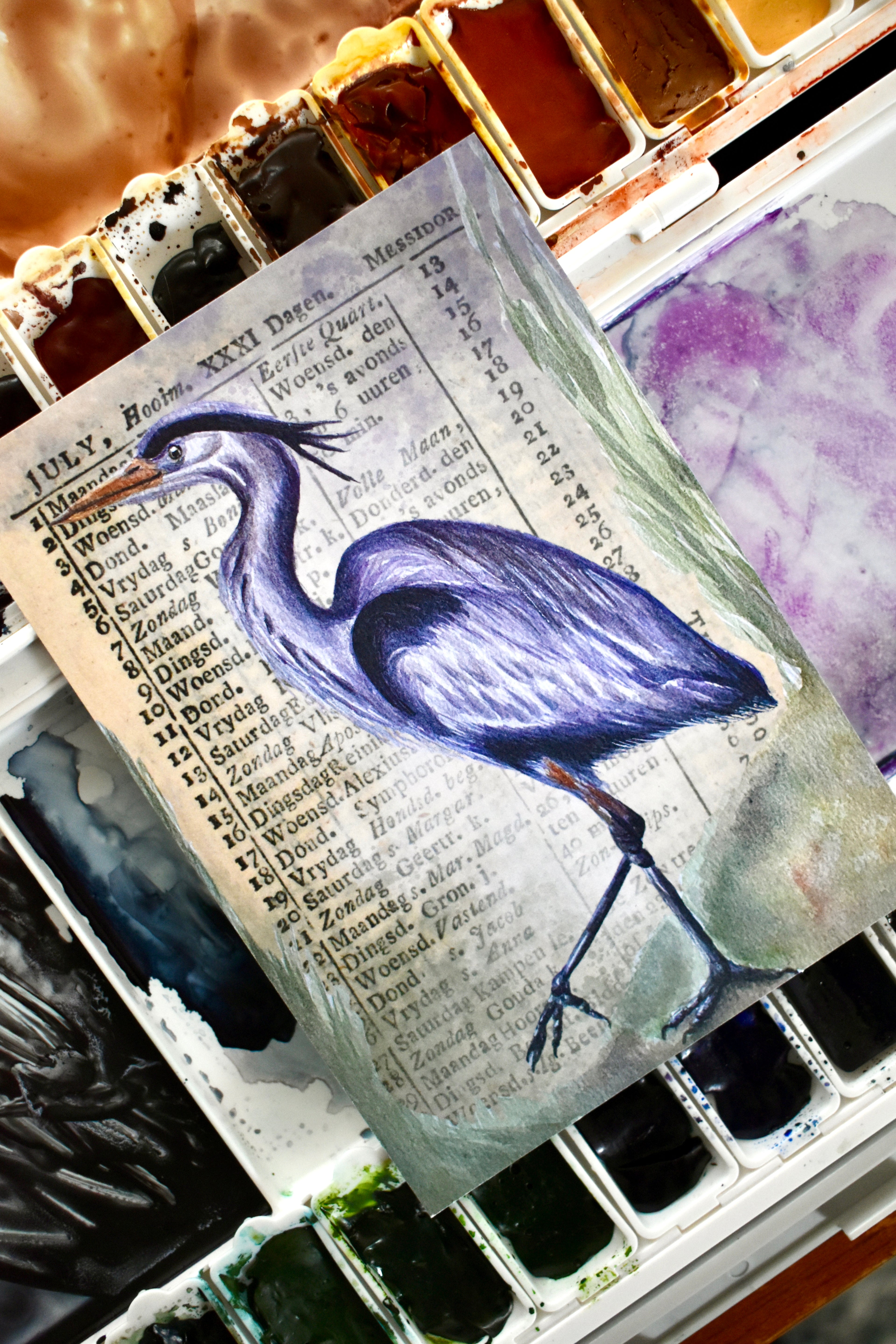 the great heron: watercolor art print