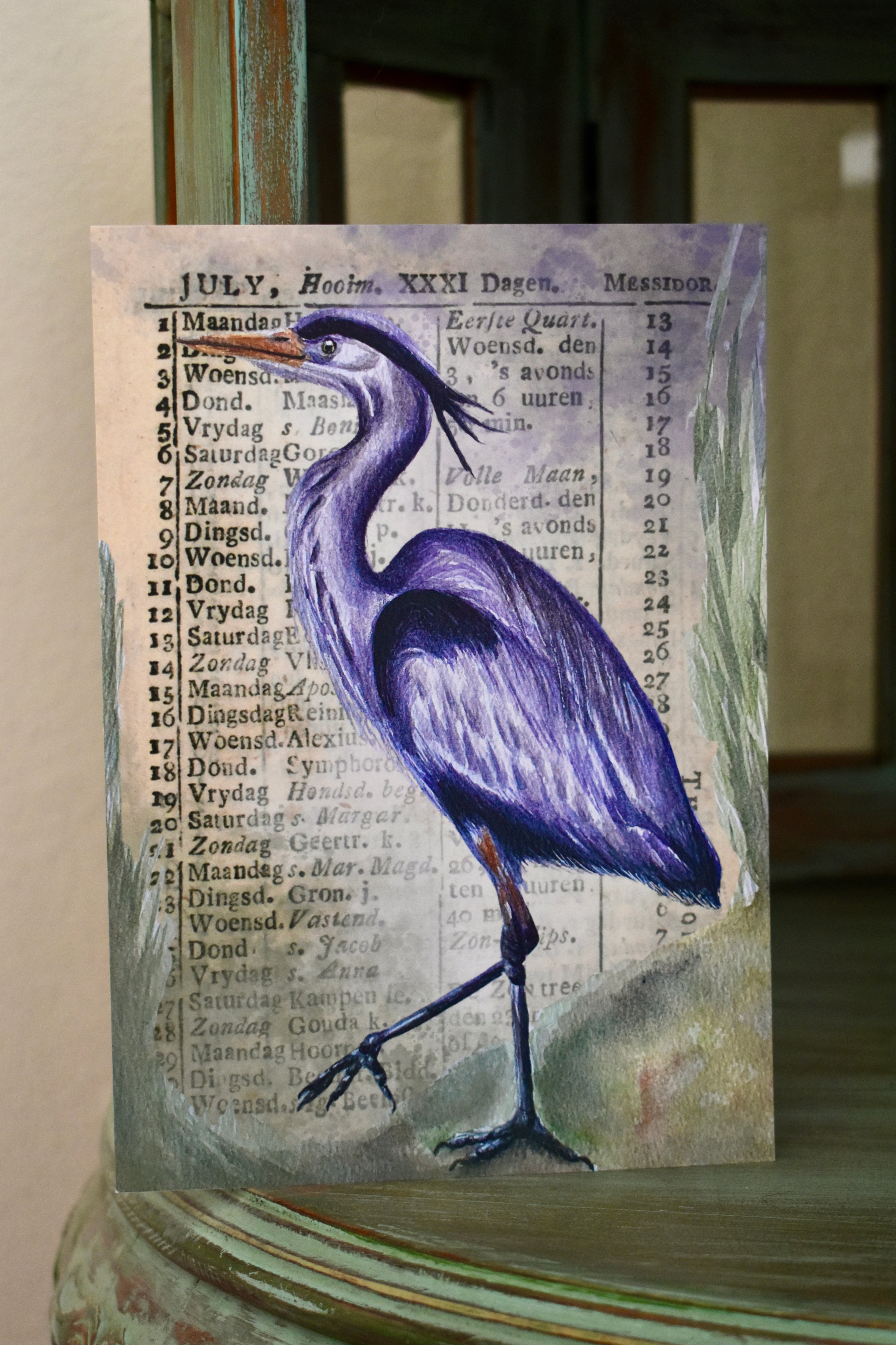 the great heron: watercolor art print