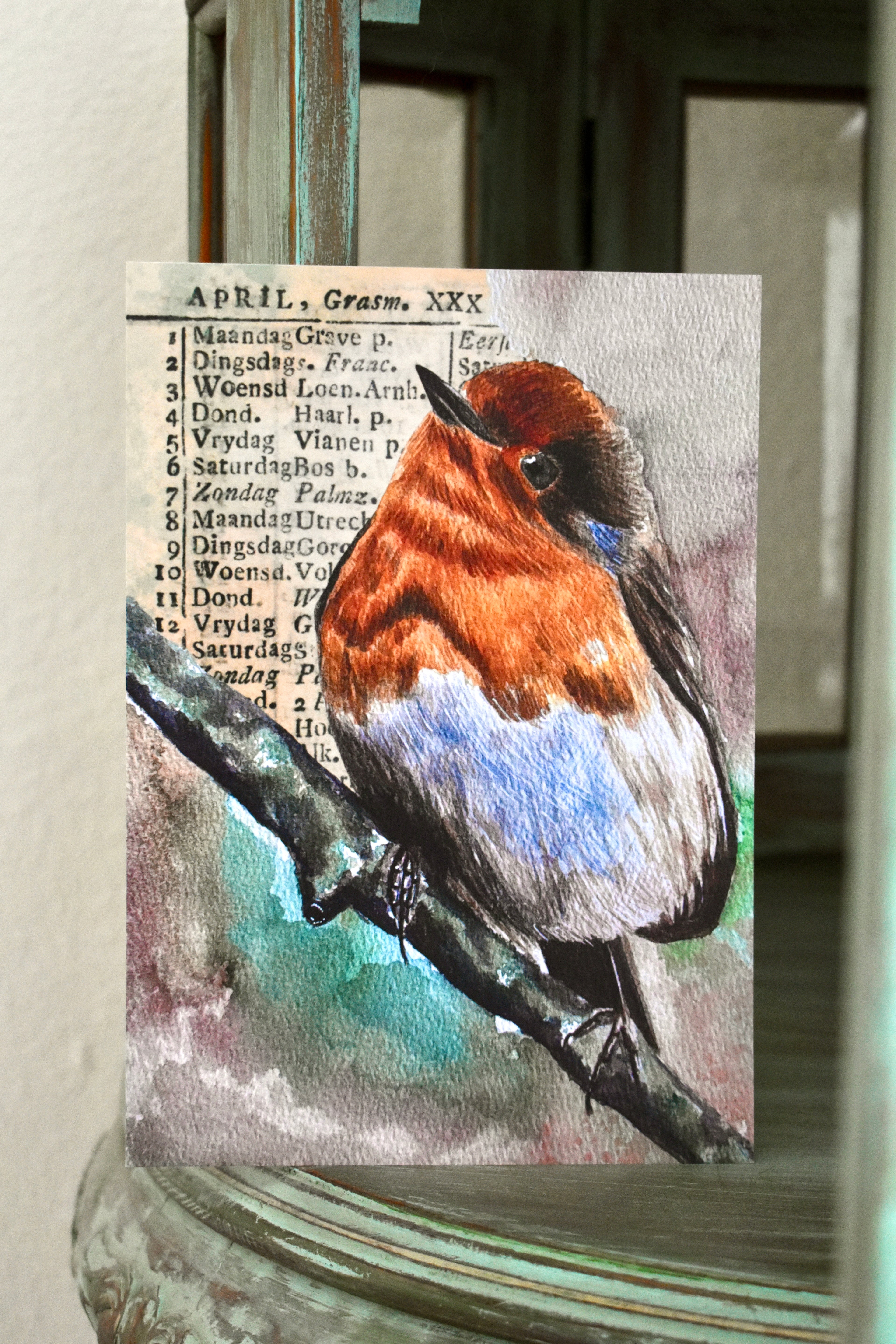 the hearth robin: watercolor art print