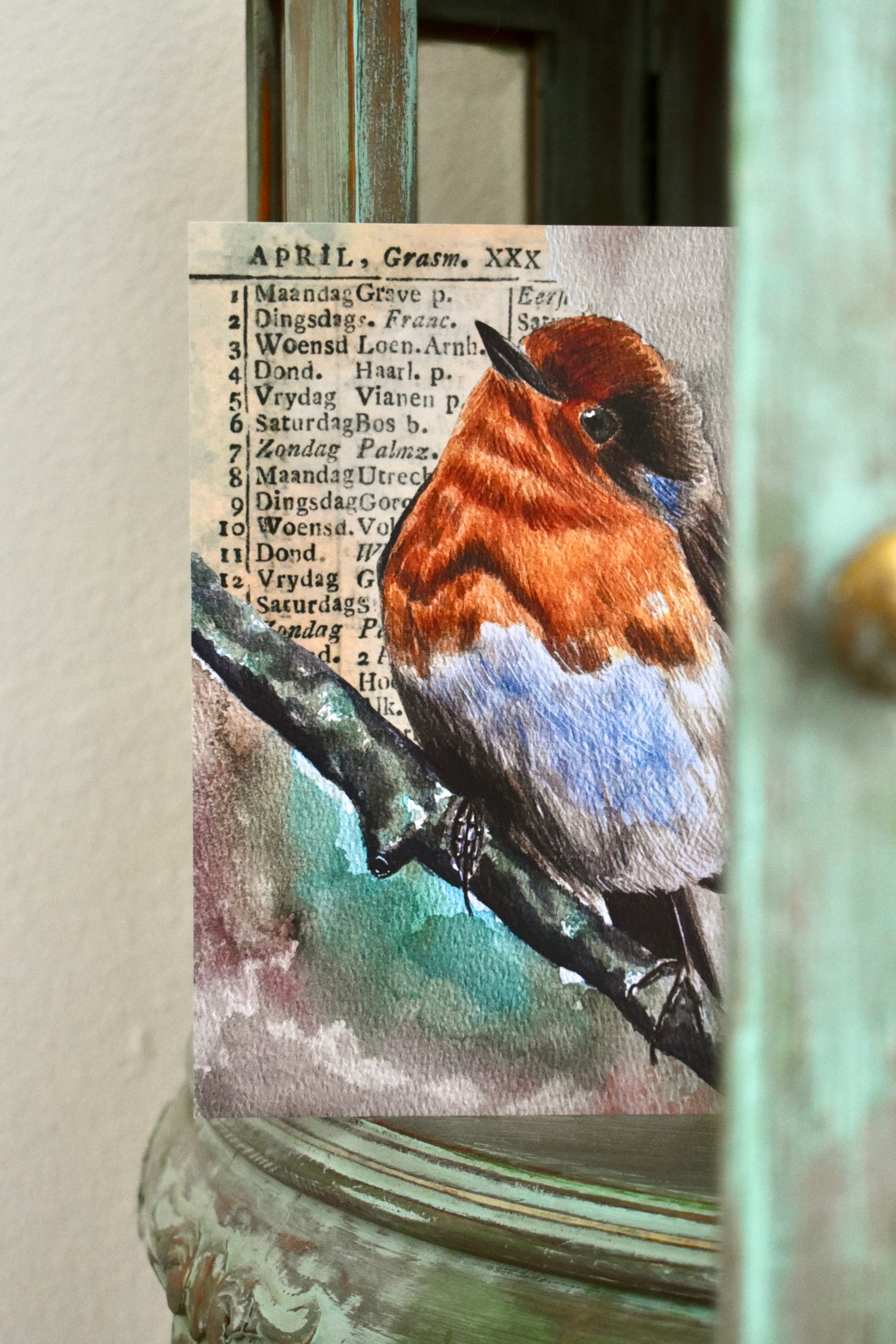the hearth robin: watercolor art print