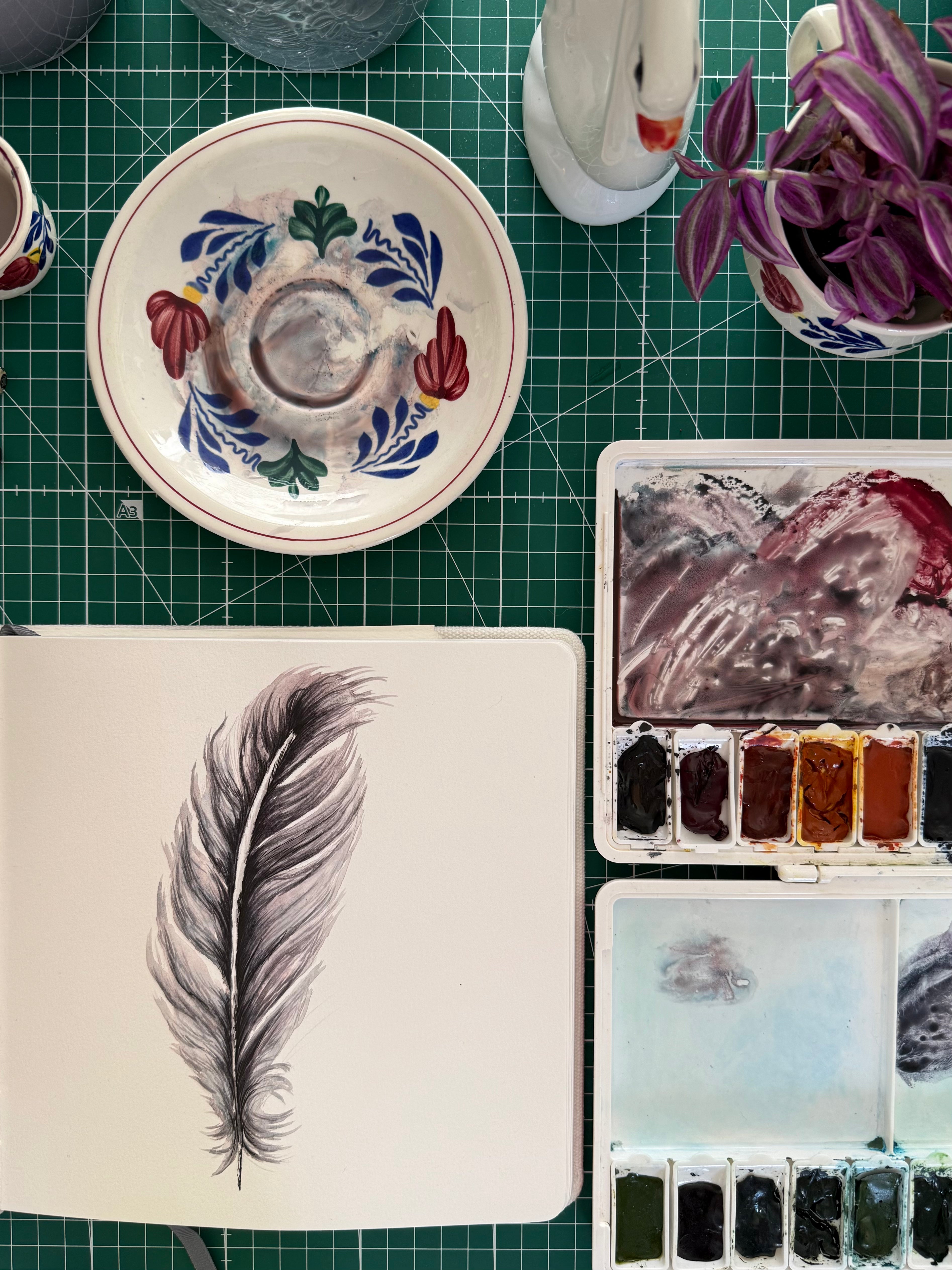 the nurturing stork: watercolor art print